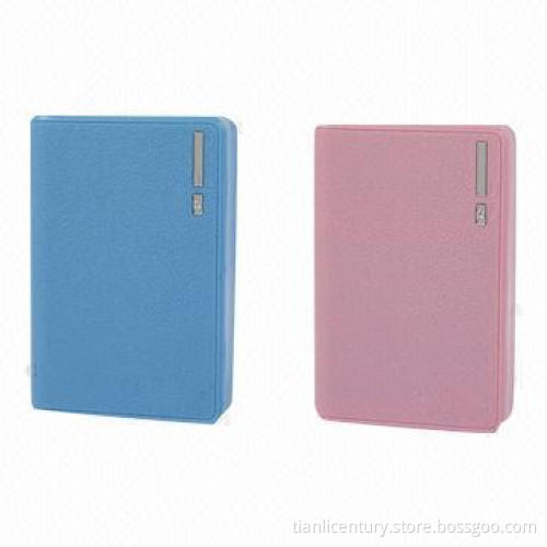 Dual USB portable power bank with fashionable leather book design